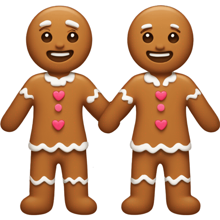 2 gingerbread’s holding their hands with love  emoji