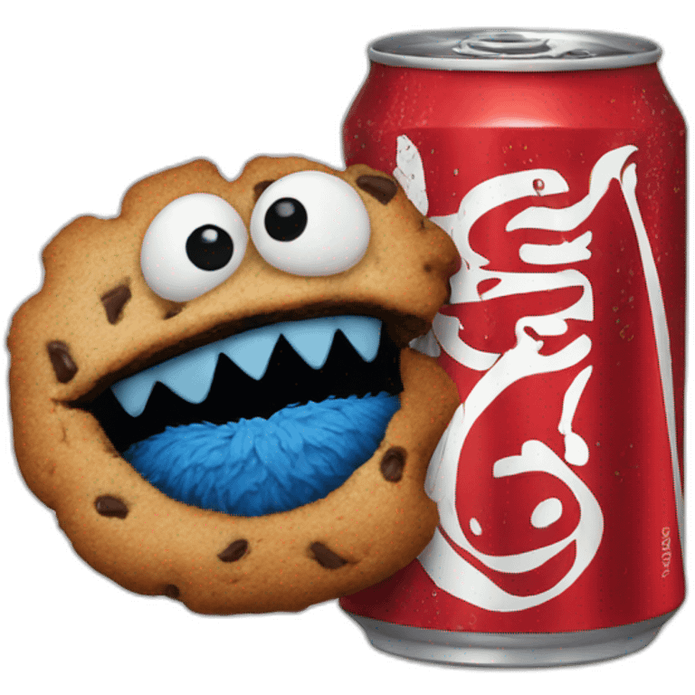 Cookie Monster with a Coca Cola  emoji