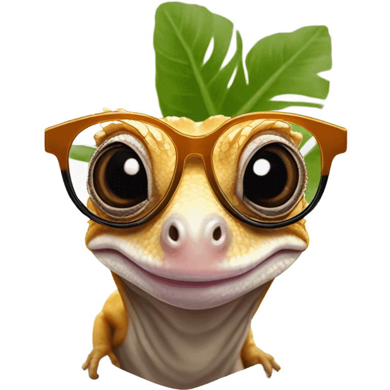 Crested gecko with glasses emoji