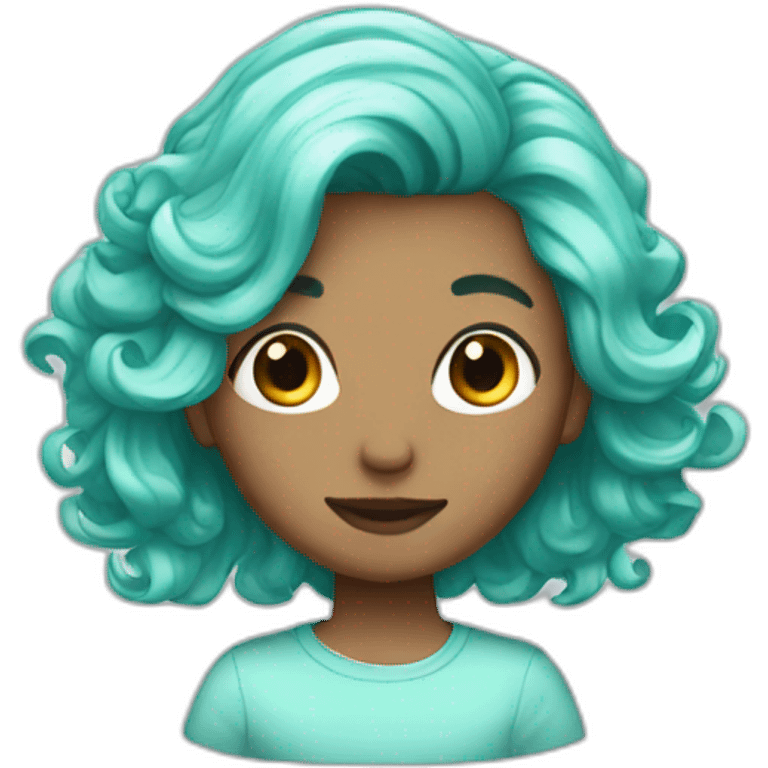 Mint blue hair emoji