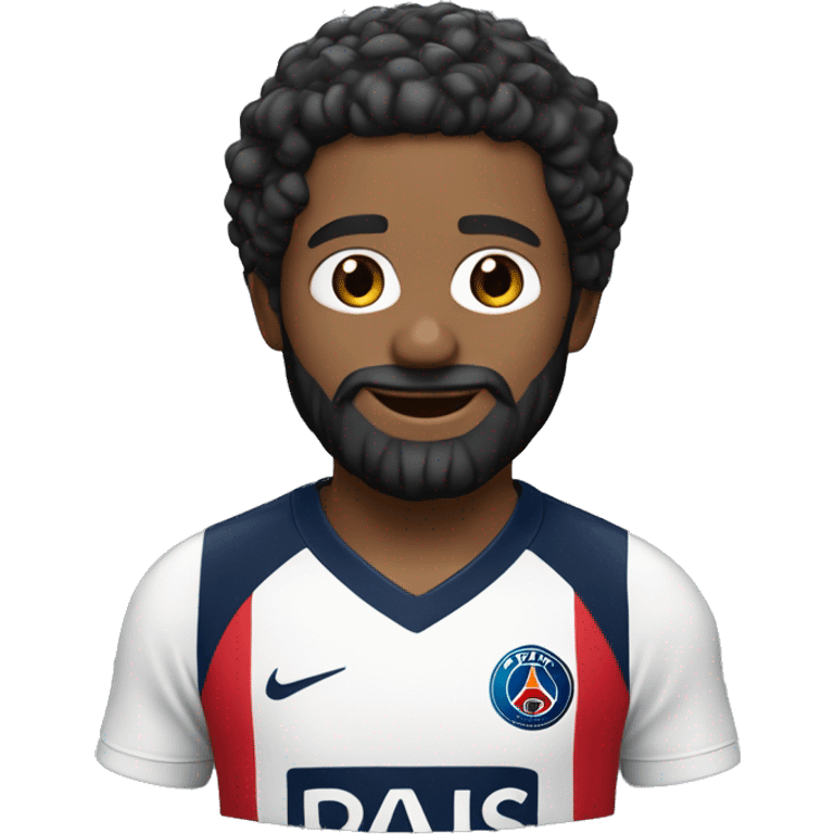 Singe avec le maillot du psg homme blanc cheveux noirs barbe noire et yeux bleus emoji