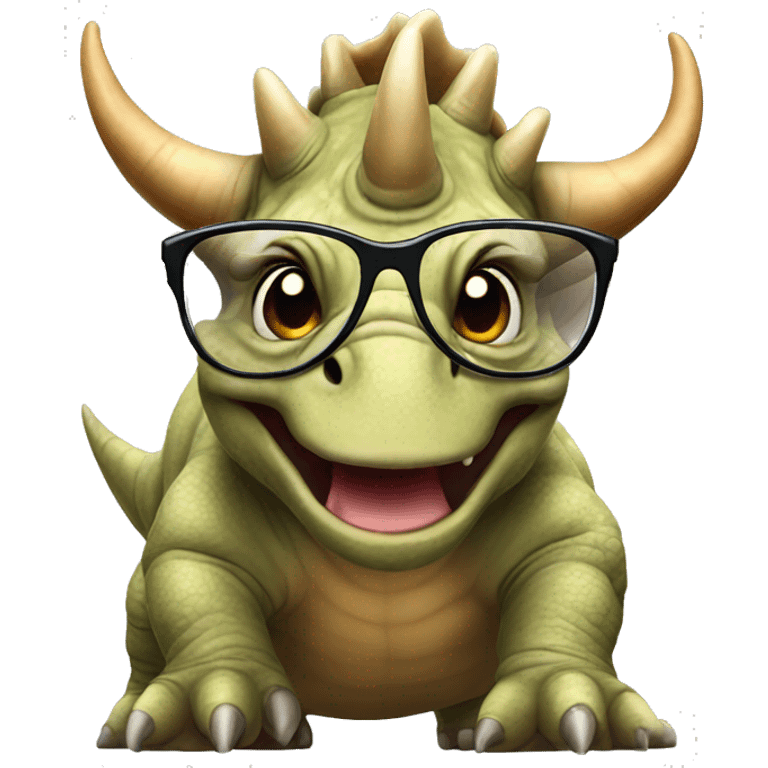 Triceratops with glasses emoji