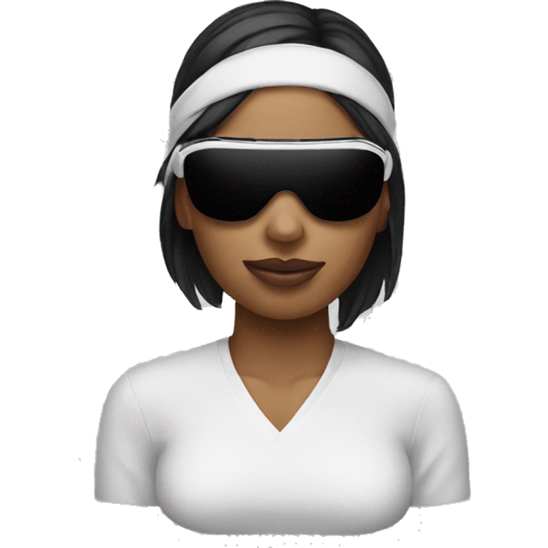 blindfolded woman wearing airpods maz emoji