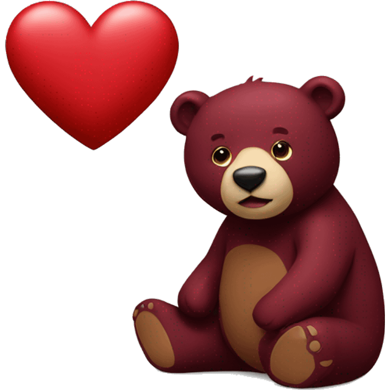 Burgundy bear with heart emoji