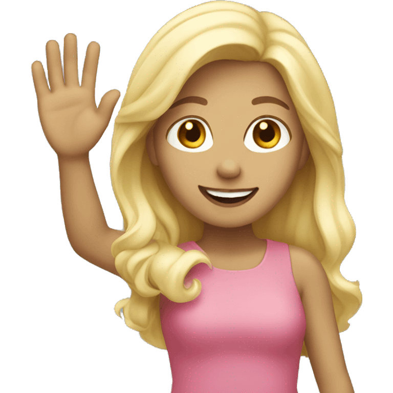 Blonde girl waving emoji