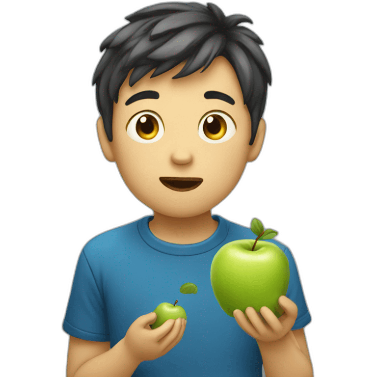 Boy eating apple emoji