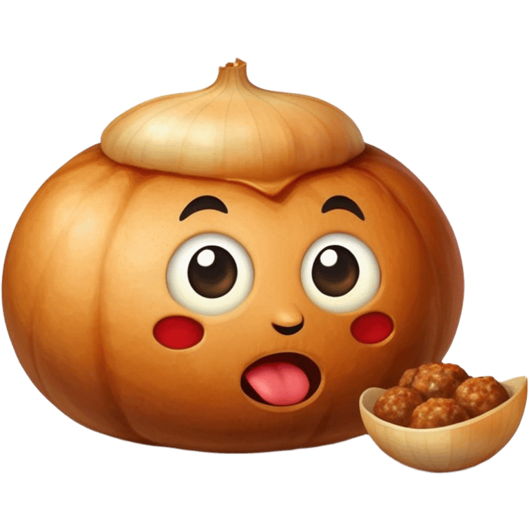 Onion eating meatbals emoji