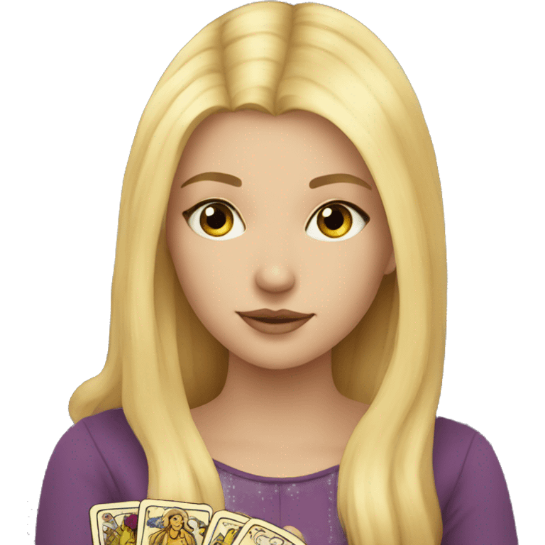 blond girl doing tarot emoji