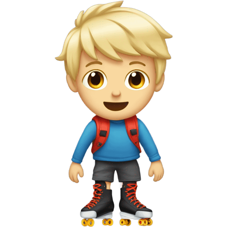 Blonde boy feet have inline skates emoji