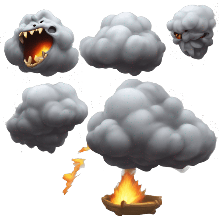 diablo seña de silencio y nube saliendo de nariz emoji