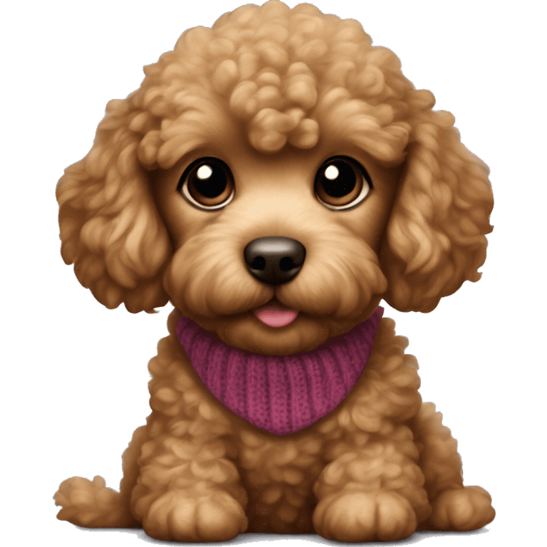 Little brown golden poodle puppy wearing a sweater emoji