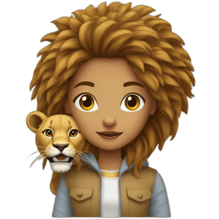 Fille sur un lion emoji