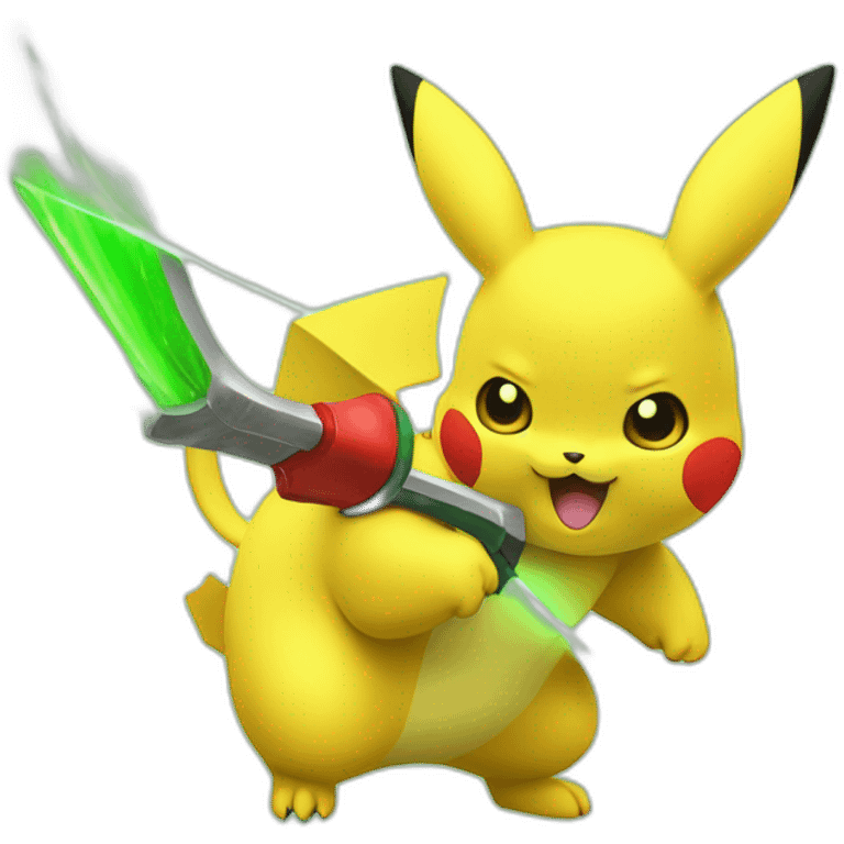 pikatchu avec un sabre lazer vert emoji