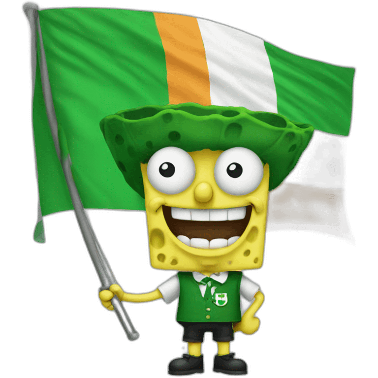 SpongeBob holding Ireland flag emoji