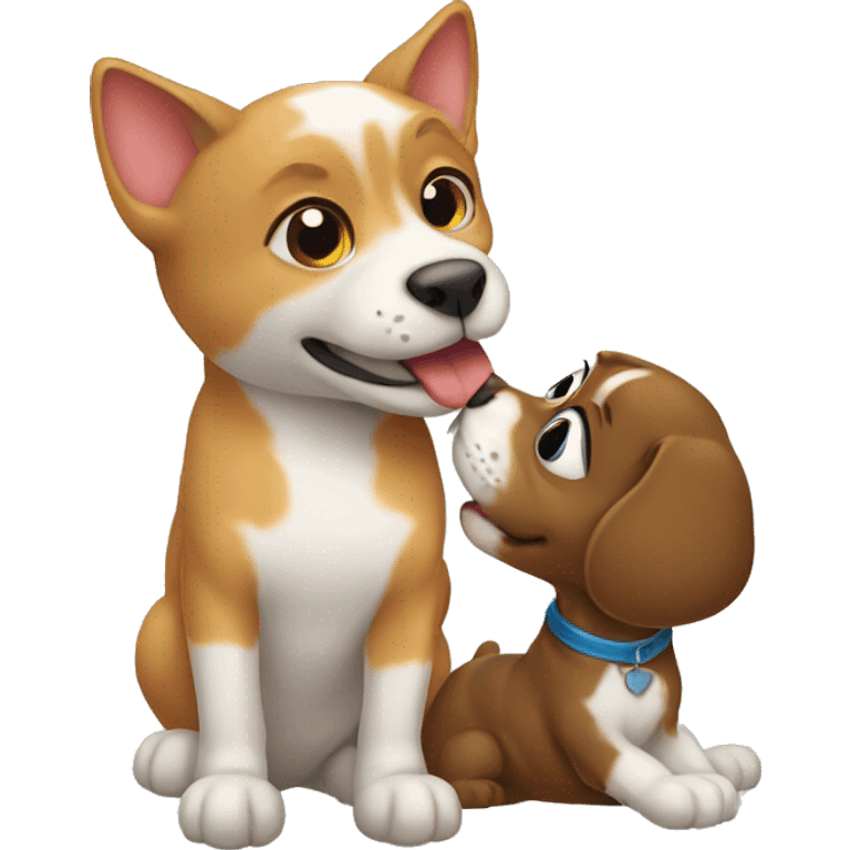 Cat kissing a dog emoji