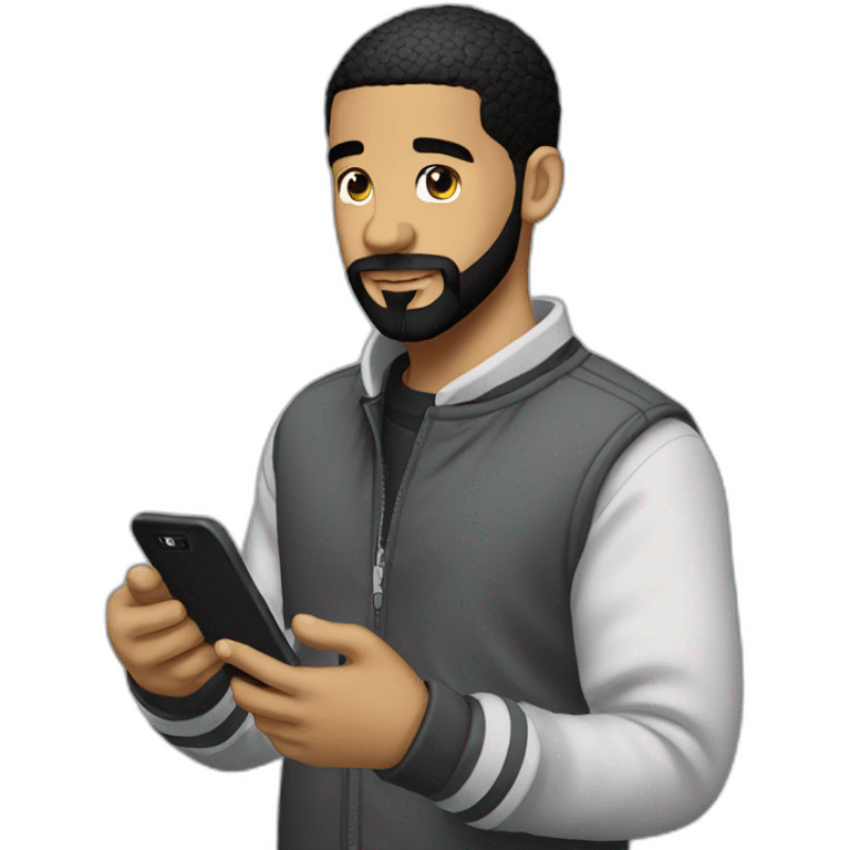 Drake pressing a smartphone emoji