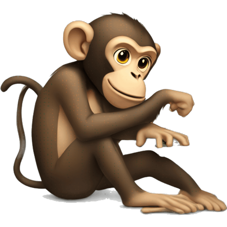 A monkey at a computer with a lot of money around him emoji