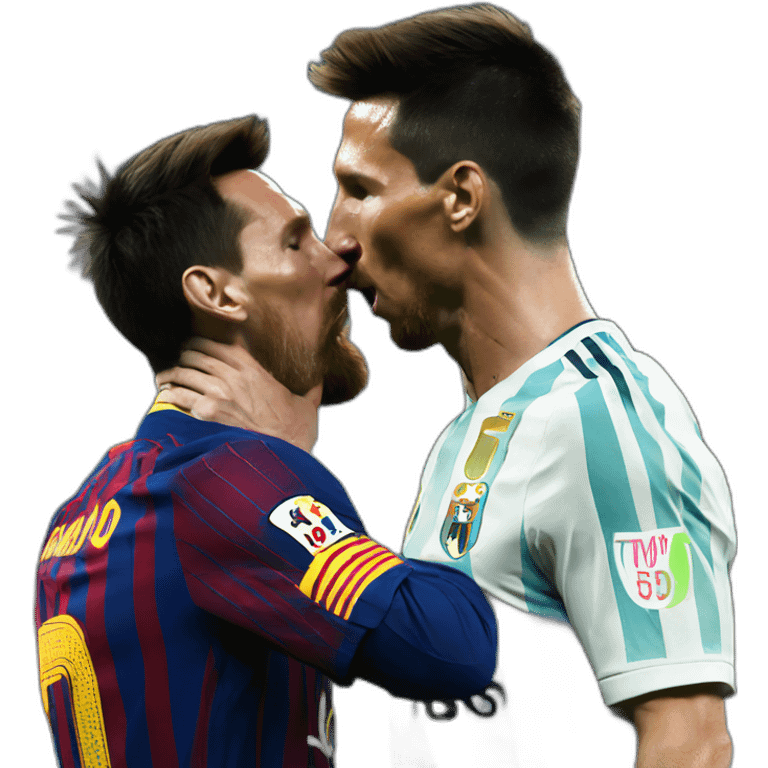 Messi kissing Ronaldo emoji