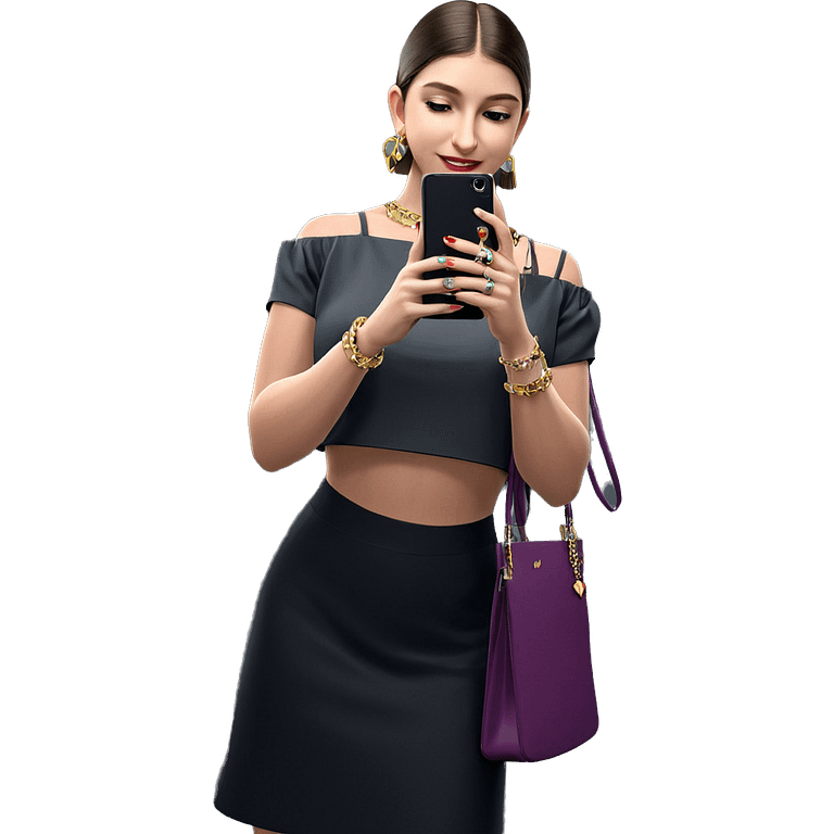 girl holding jewelry and phone emoji