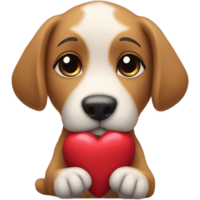 dog hugs toy heart emoji