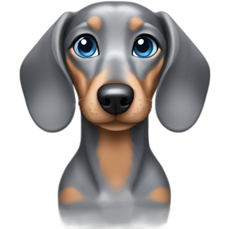 dapple grey dachshund with blue eyes with ears emoji