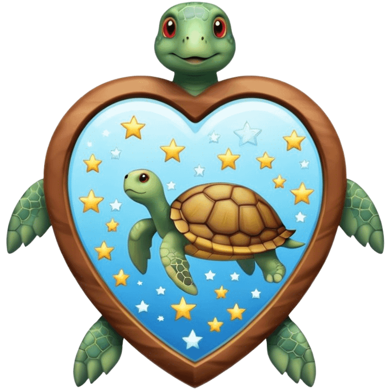 Heart shaped Mirror with turtle and stars emoji