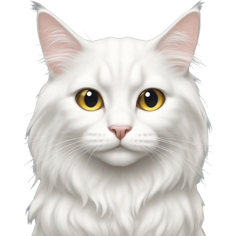 White long haired cat with heterochomia emoji