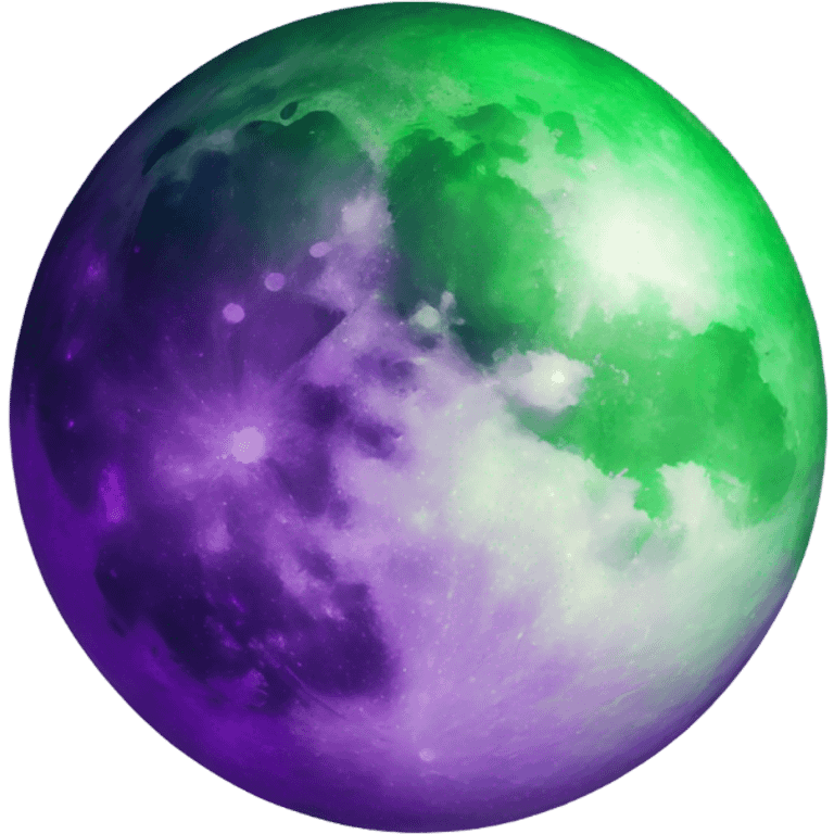 Purple and green moon with white  emoji