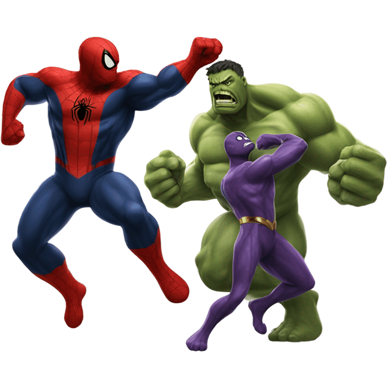 Spiderman fight hulk and thanos emoji