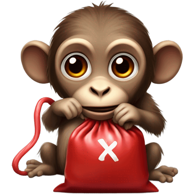 Rhesus monkey holding blood bag emoji