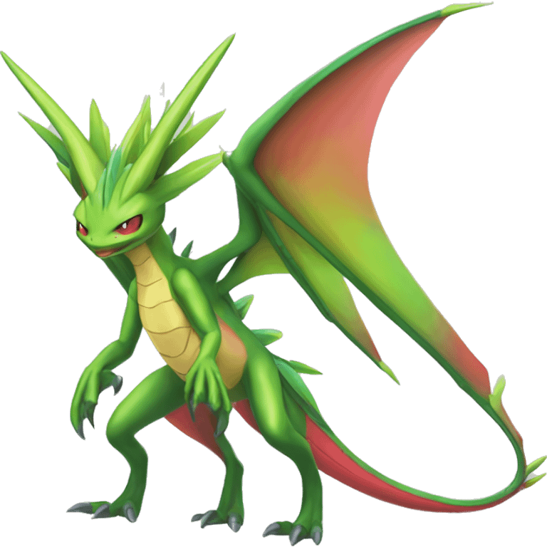 Full body sharp edgy shiny punk colorful Fairy-Flygon-Scyther-grovyle emoji