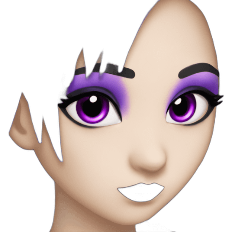 Elissabat-with-bangs-long-hair-purple-and-black-vampire-with-fangs-goth-makeup emoji