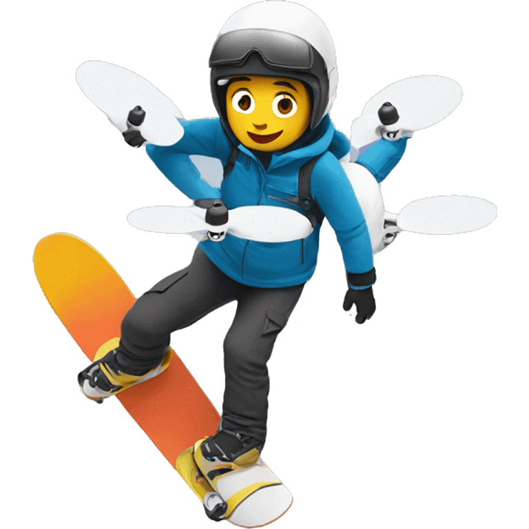 Snowboarder being carried by a drone  emoji