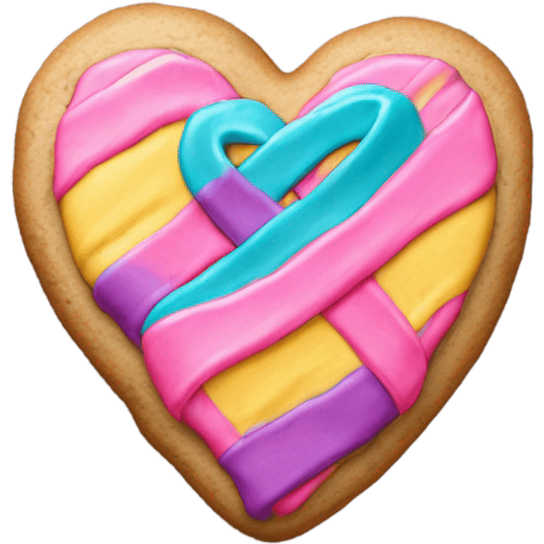 Heart cookie, suicide awareness ribbon emoji