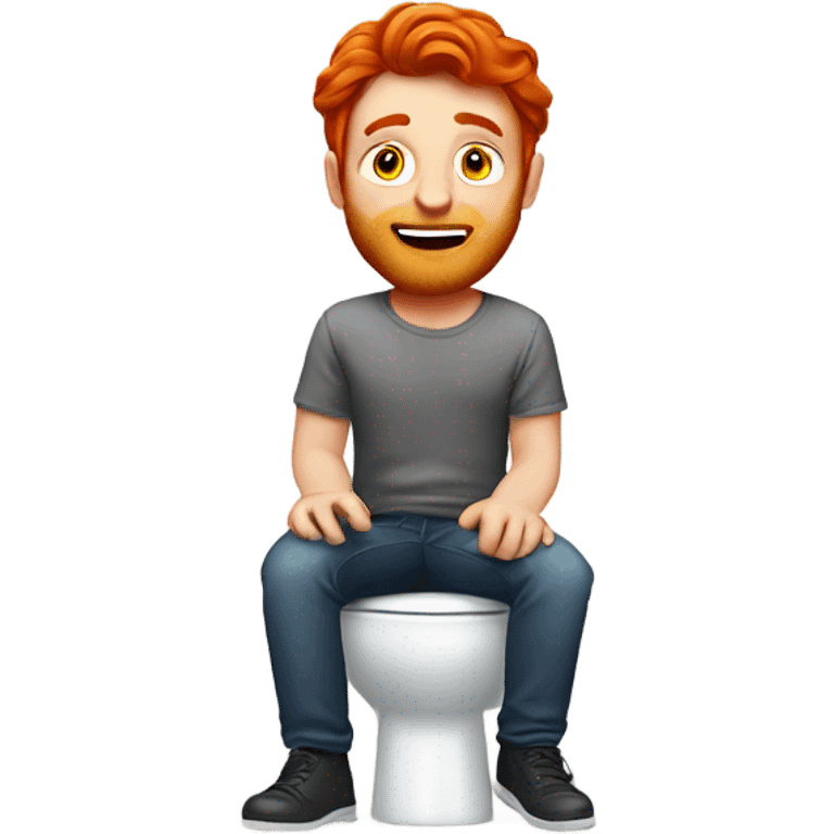 Red headed man sitting on the toilet make his hair straight emoji