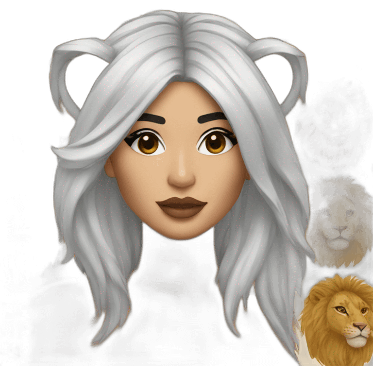 Kylie Jenner wearing a lion head dress emoji