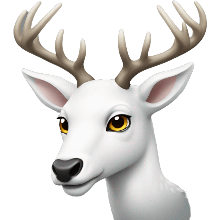 A white deer,with a fierce expression  emoji