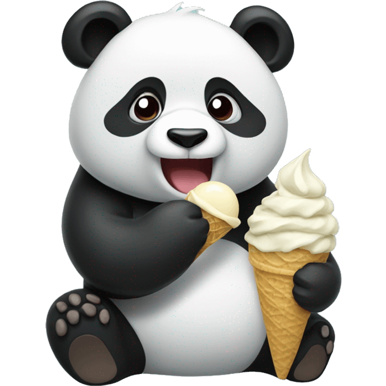 Panda eating ice cream emoji