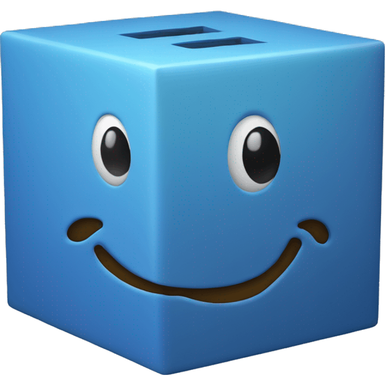 A blue cube with face emoji