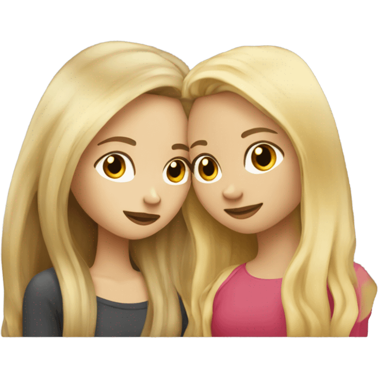 Girl with brown hair kissing girl with blonde hair emoji