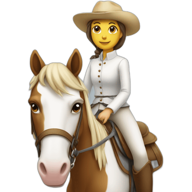 Fille sur une cheval blanc emoji