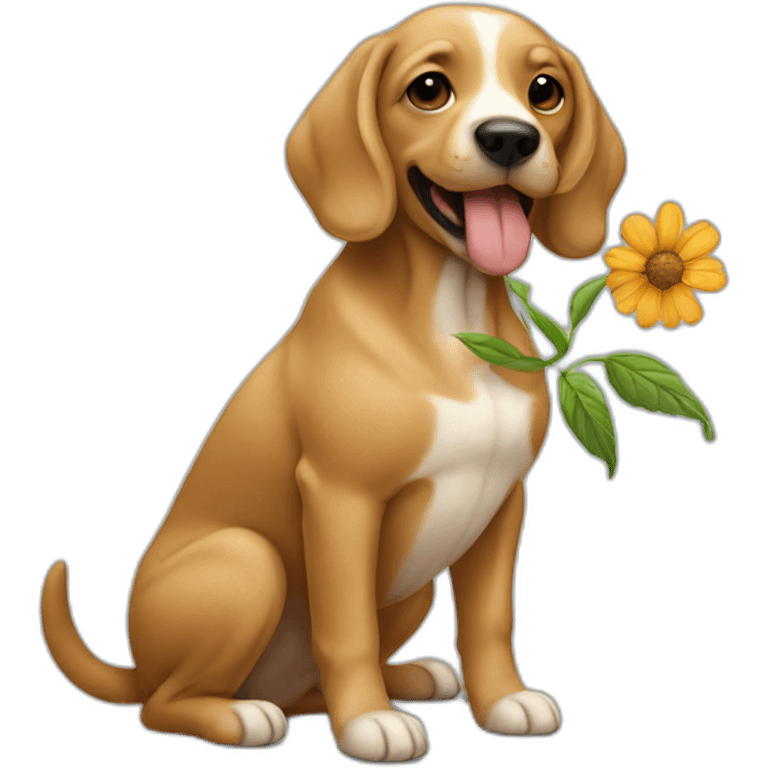 A dog smocking on a flower emoji