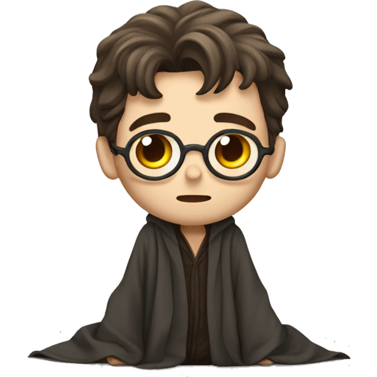 full body Harry Potter in robe laying down looking very stressed  emoji