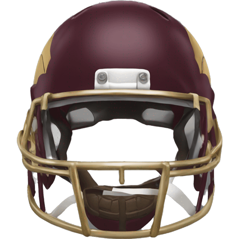 Maroon football helmet with gold trident on it emoji