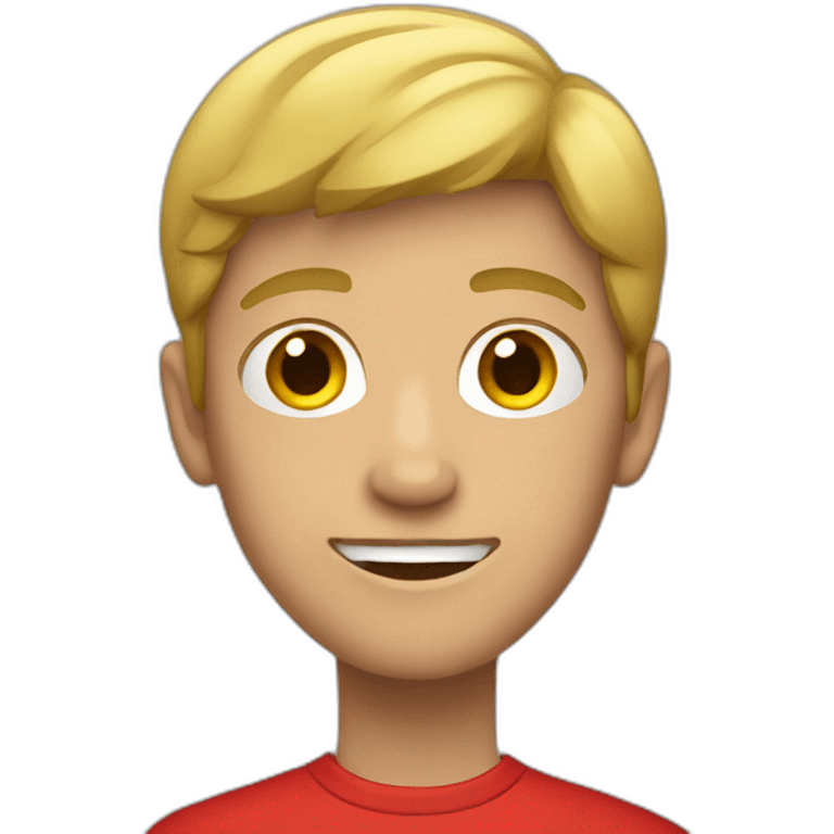 dark blond teenage boy with red shirt emoji