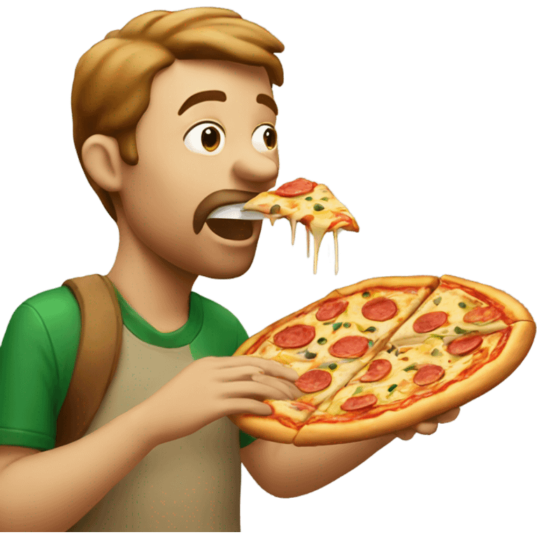 Man eating pizza at zoo emoji