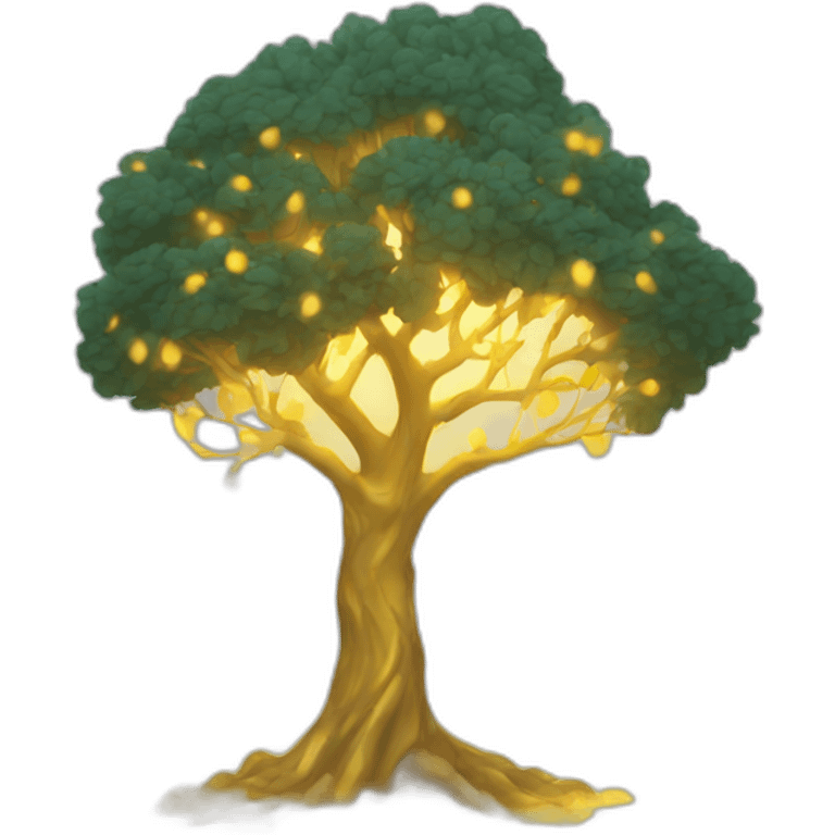 Golden glowing tree emoji