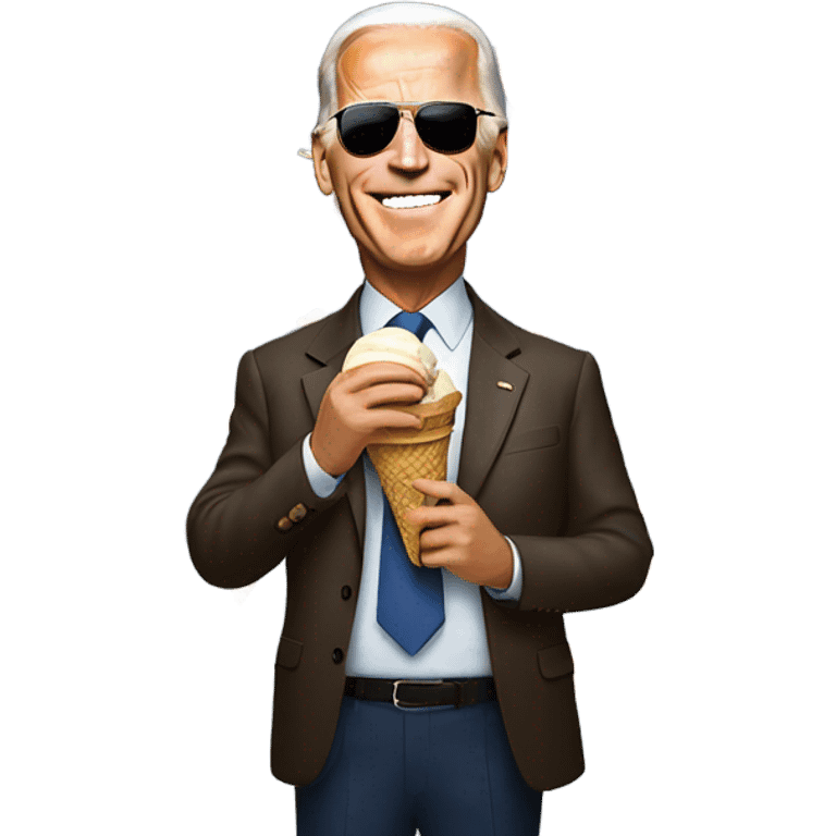 Biden wearing sunglasses and licking ice cream  emoji