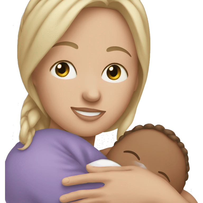 white mom holding little baby emoji