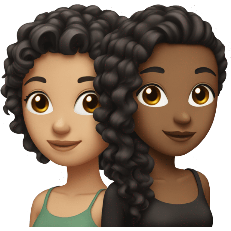 3 girls 1 with straight brown hair, 1 black hair, 1 slick back brown curly hair emoji